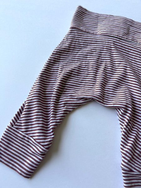 Petunia & Buster Maroon Stripe Harem Pants • 0-3 months