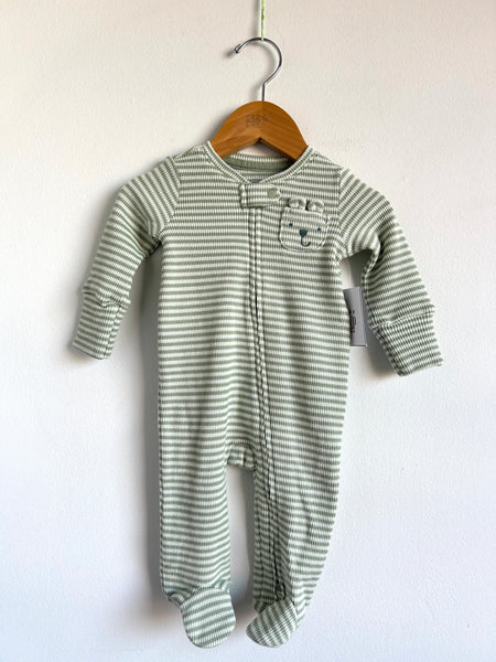NEW Gap Green and White Striped Bear Sleeper • 0-3 months