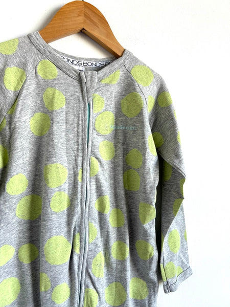 Bonds Green Circle Grey Zip Romper • 3 years