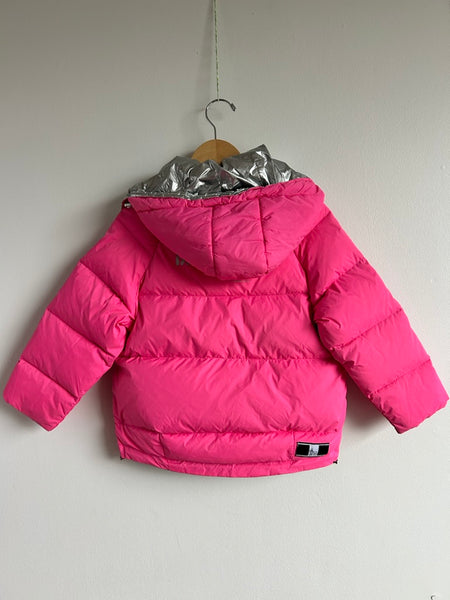 Moncler Backstage Reversible Down Pink and Silver Puffer Jacket • 5-7 years (120cm)
