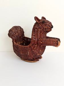 Vintage Squirrel Wicker Basket