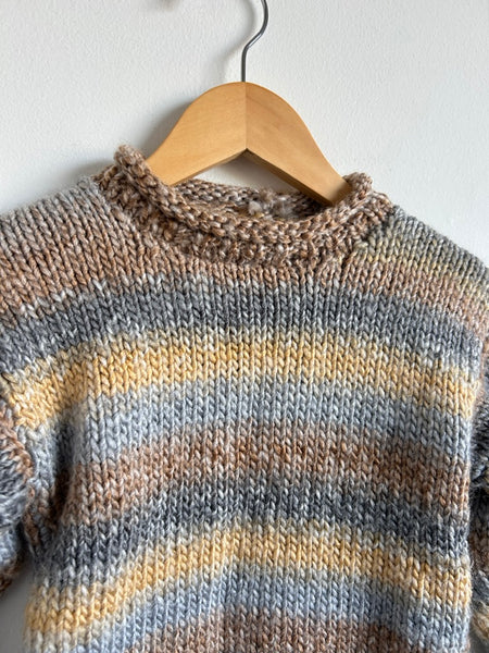 Muted Browns and Neutral Handmade Knit Sweater • 2-3 years