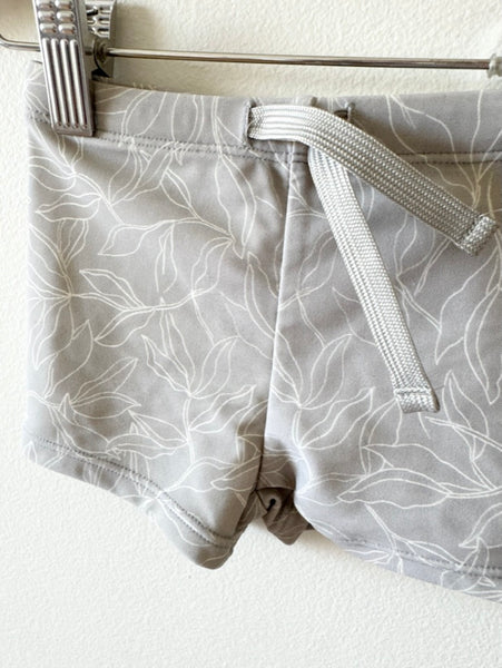 Rylee and Cru Grey Floral Swim Shorts • 6-12 months