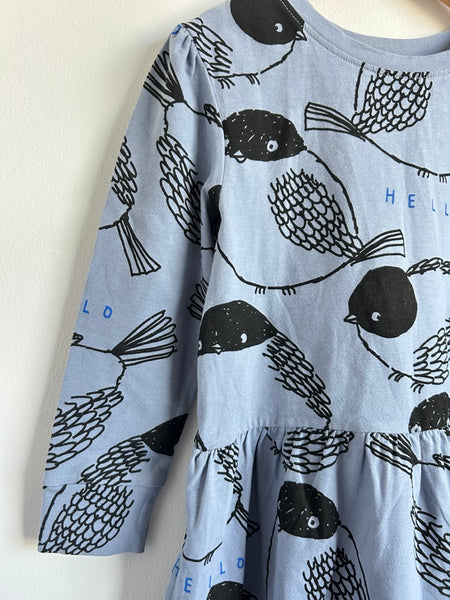 Minti Melbourne Birds Blue Long Sleeve Dress • 4 years