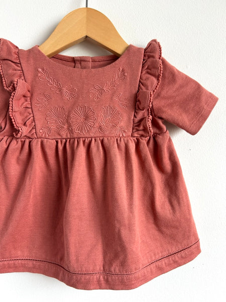 Pink Embroidered Peplum Ruffle Top • 18-24 months