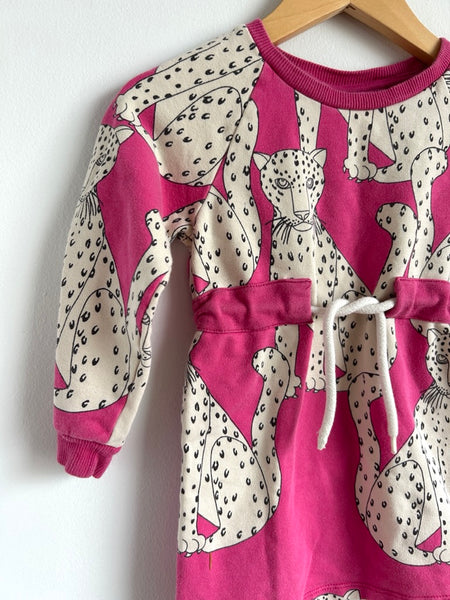 Mini Rodini Pink Leopard Long Sleeve Dress • 2-3 years