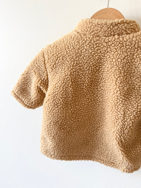 Petit Bateau Fuzzy Sherpa Zip Up Sweater • 6-12 months