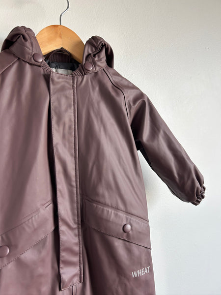 Wheat Purpley Brown Quilted Insulated Rainsuit • 18 months - 3 years