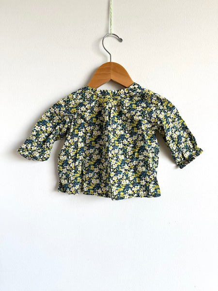 Bonpoint Blue and Yellow Floral Long Sleeve Tunic • 6 months