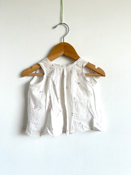 Bonpoint White Sleeveless Floral Tunic with Embroidery • 12 months