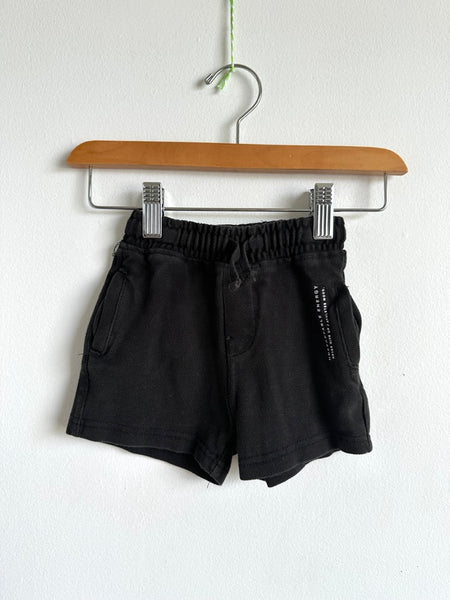 Zara Black Cotton Drawstring Shorts • 12-18 months