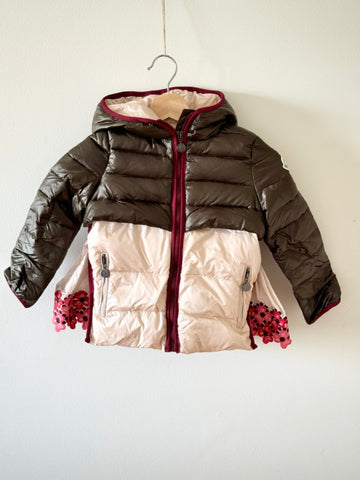 NEW Moncler Down Filled Winter Jacket With Floral Lace Sides • 5-7 years