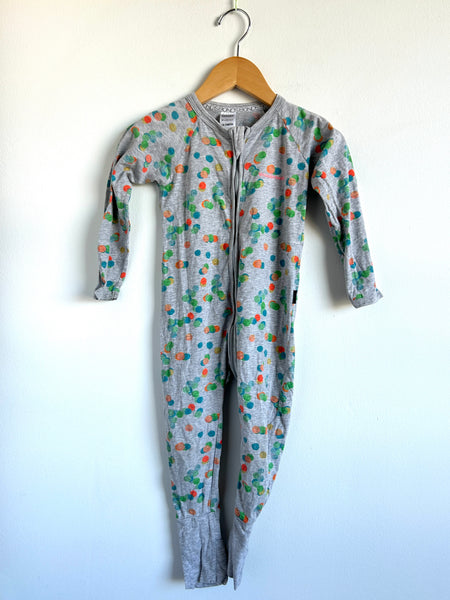 Bonds Multi Orange/Green/Blue Dots Grey Zip Romper • 18-24 months