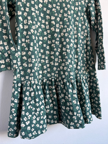 John Lewis Long Sleeve Green Floral Dress • 6-7 years