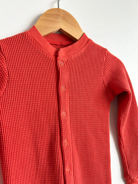 Noble Red Cotton Waffle Romper • 3-4 years