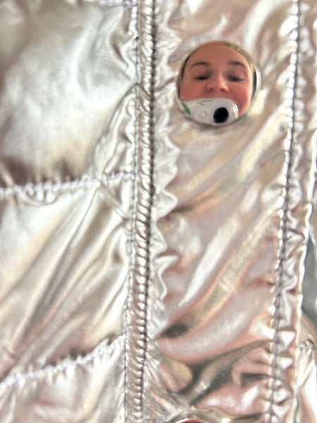 Disney Silver Metallic Jacket with Furry Hood • 2-3 years