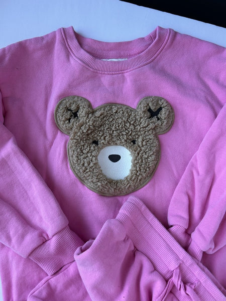 Huxbaby 2pc Pink Bear Sweatsuit • 5-6 years