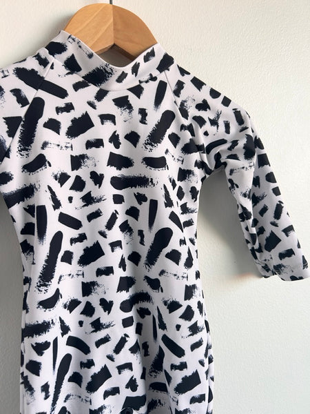 Current Tyed Black and White Swimsuit • 6-12 months