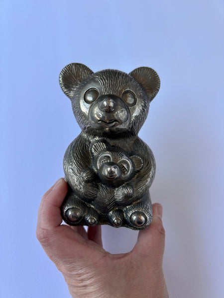 Vintage Metal Teddy Bear Piggy Bank