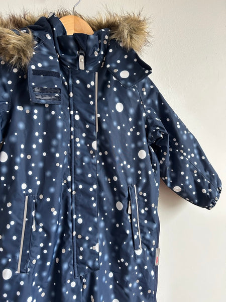 NEW Reima Blue and White with Faux Fur on Hood Snowsuit • 4 years (104cm)