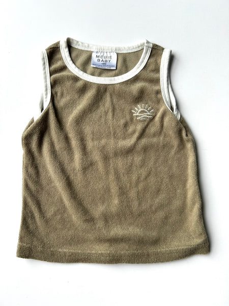 Mebie Baby 2pc Grey Brown Terry Tank Set • 18-24 months
