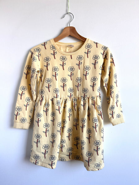 Seed Heritage Light Yellow Long Sleeve Flowers Sweatshirt Dress • 7-8 years