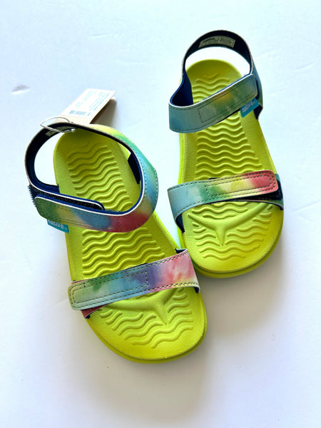 NEW Native Charly Neon Yellow and Rainbow Sandals • 11c