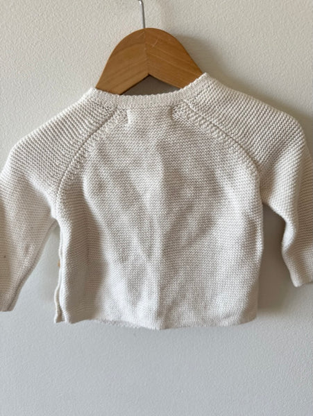 Zara White Eyelet Sweater with Buttons • 3-6 months