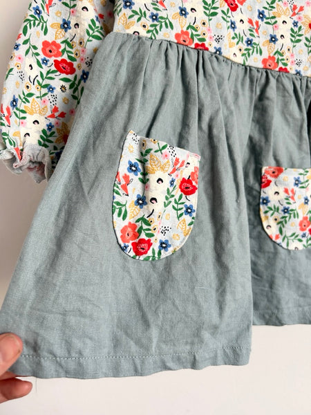 Next Linen and Cotton Floral Dress • 6-12 months