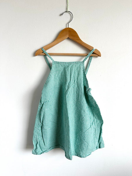 Kindly Gingham Teal and White Cotton Tank Dress • 18 months - 3 years