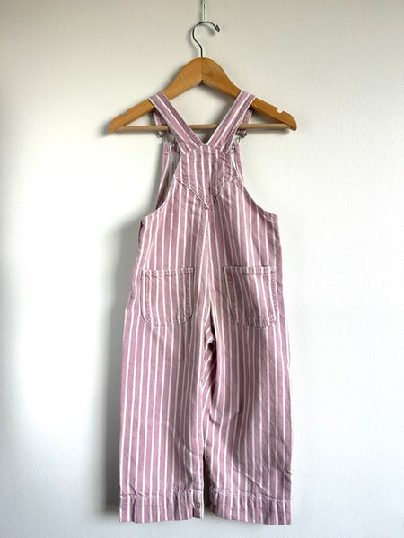 Zara Pink Striped Overalls • 4 years