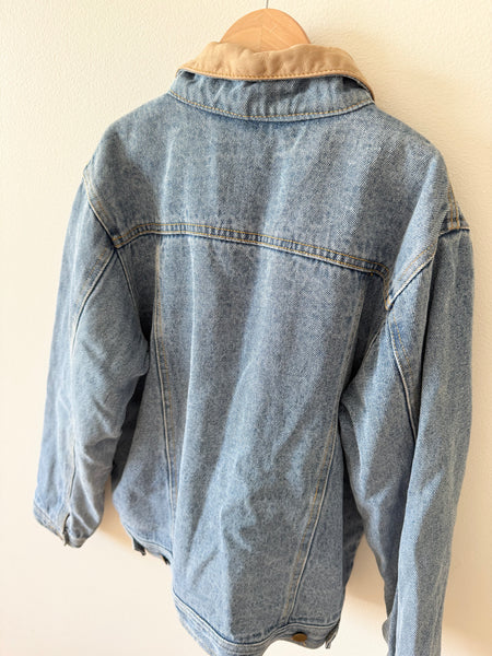 Vintage Lee Lined Denim Jacket with Brown Collar • 8-11 years (Medium)