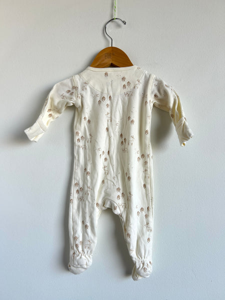 Quincy Mae White and Tan Button Sleeper • 3-6 months