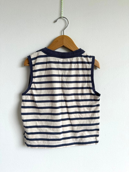Souris Mini Striped Blue and White Cotton Tank Top • 4 years