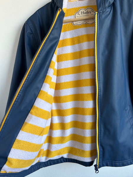 Hatley Navy Blue Terry Lined Rainjacket • 8-9 years
