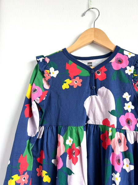 Tea Collection Long Sleeve Blue Floral Dress • 7-9 years