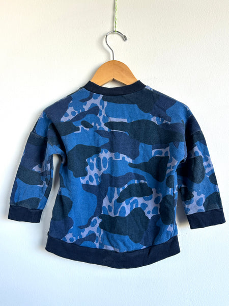 Bonds Blue Camo Crew Neck • 18-24 months