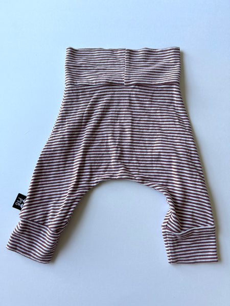 Petunia & Buster Maroon Stripe Harem Pants • 0-3 months