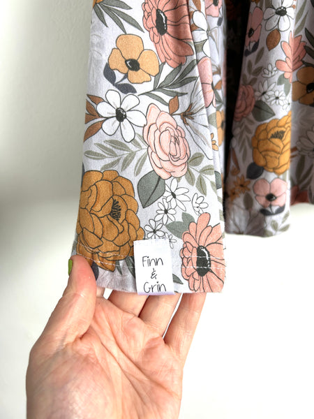 Finn and Grin Floral Puff Sleeve Floral Dress with Tie Back • 7-9 years