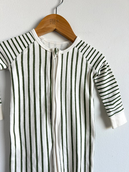 Pehr Green Striped Footed Sleeper • 6-12 months