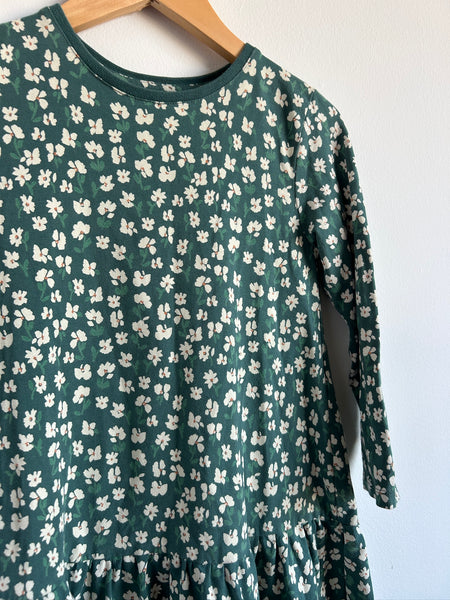 John Lewis Long Sleeve Green Floral Dress • 6-7 years