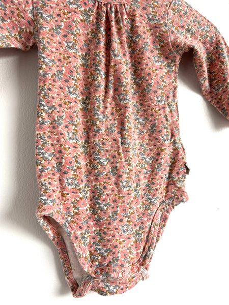 Wheat Long Sleeve Floral Bodysuit • 0-3 months