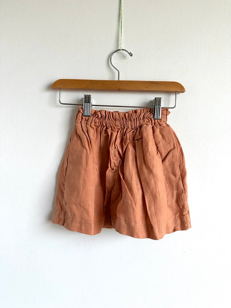 Red Creek Linen Orange Paper Bag Waist Shorts • 2-4+ years