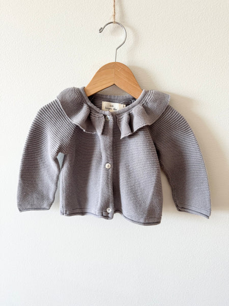Konges Sjold Grey Ruffle Neck Cardigan • 6-12 months