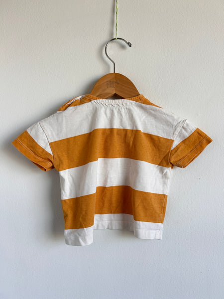Boxy Yellow Stripe Apple Top • 3-9 months (size guess)