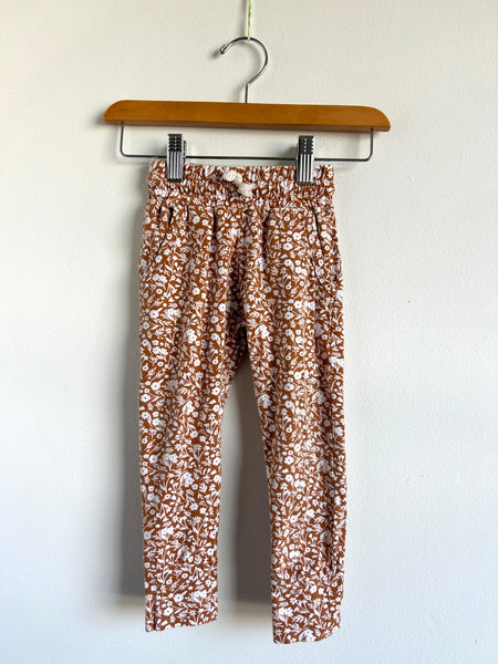 Mebie Baby Brown and White Floral Joggers • 2 years