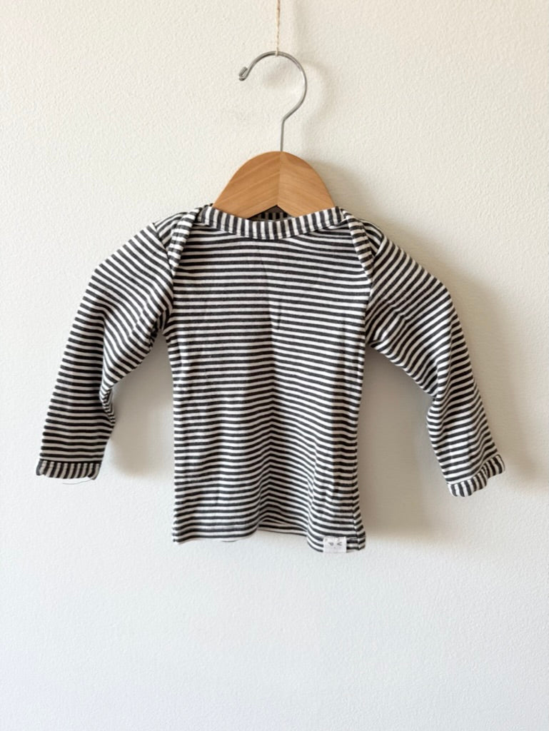 Petits Vilains Black and White Long Sleeve Cotton Top • 6-12 months