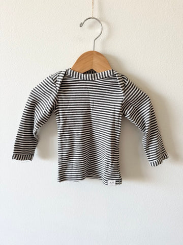 Petits Vilains Black and White Long Sleeve Cotton Top • 6-12 months