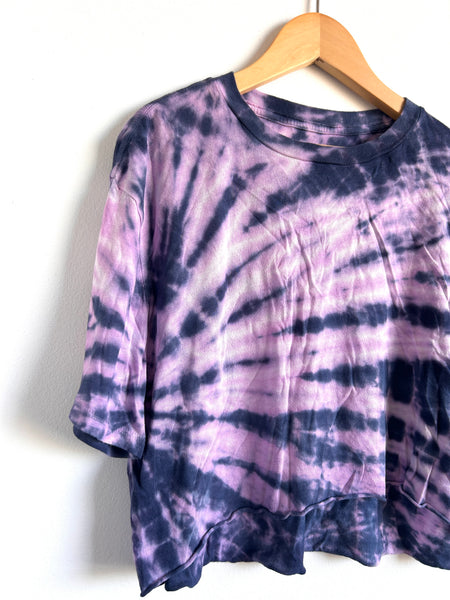 Rowdy Sprout Purple and Blue Tie Dye Boxy T-Shirt • 6-9 years
