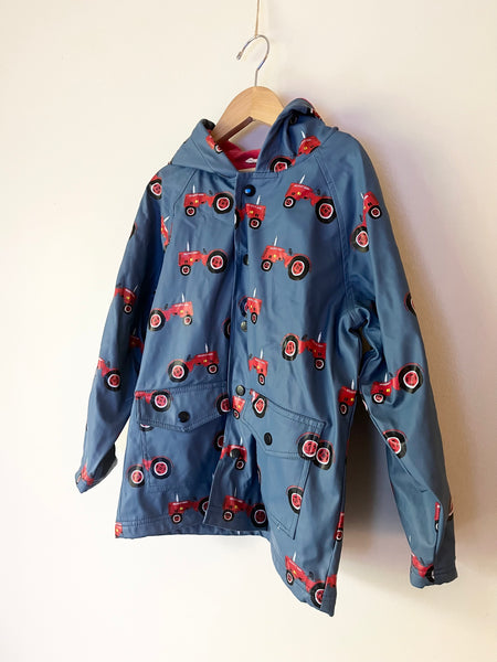 Hatley Tractor Lined Blue Rainjacket • 6-7 years